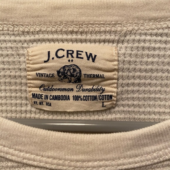 5/$100 J.Crew White Thermal Shirt - Picture 2 of 3